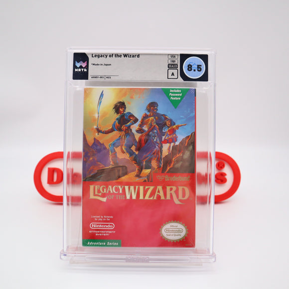 LEGACY OF THE WIZARD - WATA GRADED 8.5 A! NEW & Factory Sealed with Authentic H-Seam! (NES Nintendo)