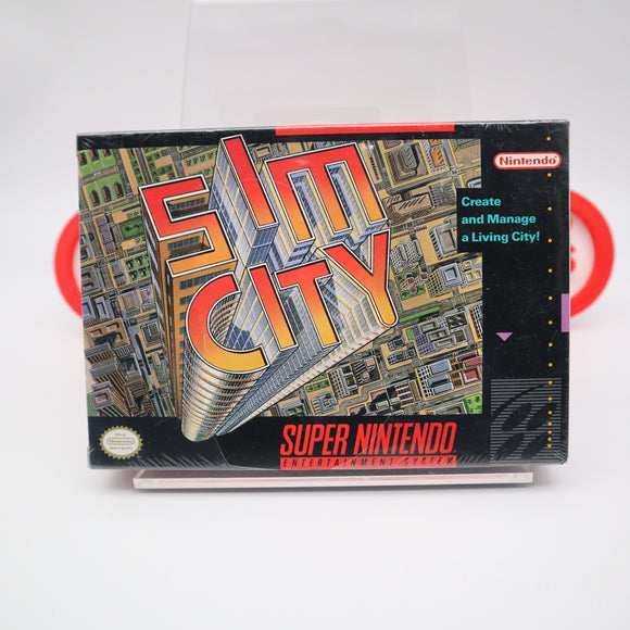 SIMCITY / SIM CITY (UPSIDE-DOWN RECYCLE SYMBOL!) - NEW & Factory Sealed with Authentic V-Seam! (SNES Super Nintendo)