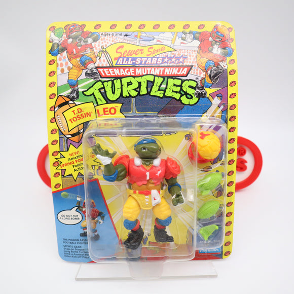 SEWER SPORTS ALL-STARS FOOTBALL TD T.D. TOSSIN' LEO - 1991 PLAYMATES - NEW Authentic & Factory Sealed + CASE! (MOC Vintage TMNT Figure)