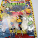 SEWER SPORTS ALL-STARS FOOTBALL TD T.D. TOSSIN' LEO - 1991 PLAYMATES - NEW Authentic & Factory Sealed + CASE! (MOC Vintage TMNT Figure)