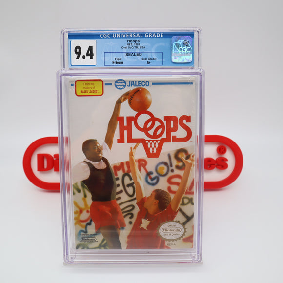 HOOPS BASKETBALL - CGC GRADED 9.4 A+! NEW & Factory Sealed with Authentic H-Seam! (NES Nintendo)