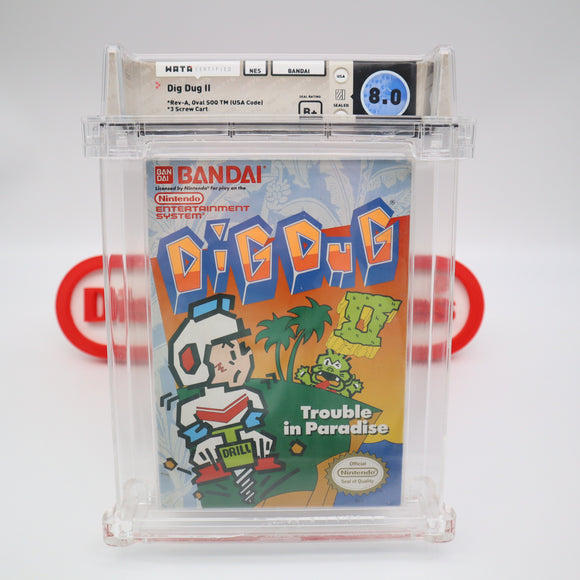 DIG DUG II / DIGDUG 2 - WATA GRADED 8.0 B+! NEW & Factory Sealed with Authentic H-Seam! (NES Nintendo)