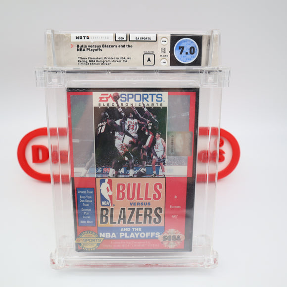 BULLS VERSUS BLAZERS AND THE NBA PLAYOFFS - EA SPORTS LIMITED EDITION! WATA GRADED 7.0 A! NEW & Factory Sealed! (Sega Genesis)