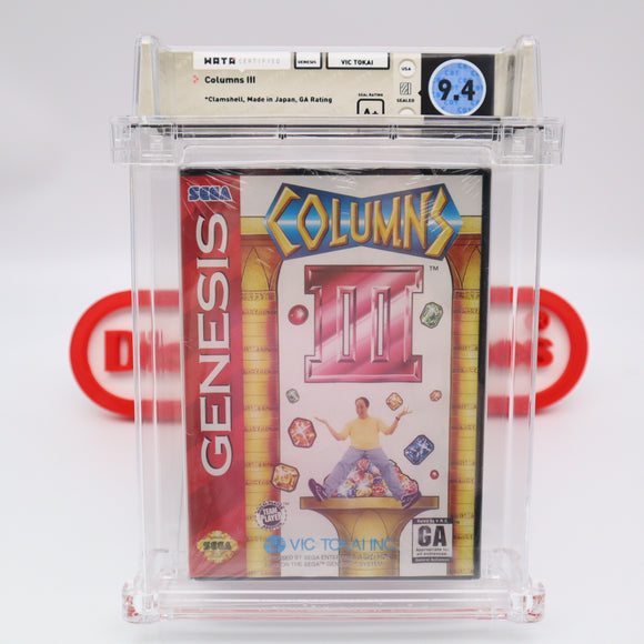 COLUMNS III 3 - WATA GRADED 9.4 A+! NEW & Factory Sealed! (Sega Genesis)