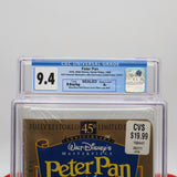 WALT DISNEY'S PETER PAN - CGC GRADED 9.4 A+! NEW & Factory Sealed with Authentic H-Overlap Seam! (VHS)