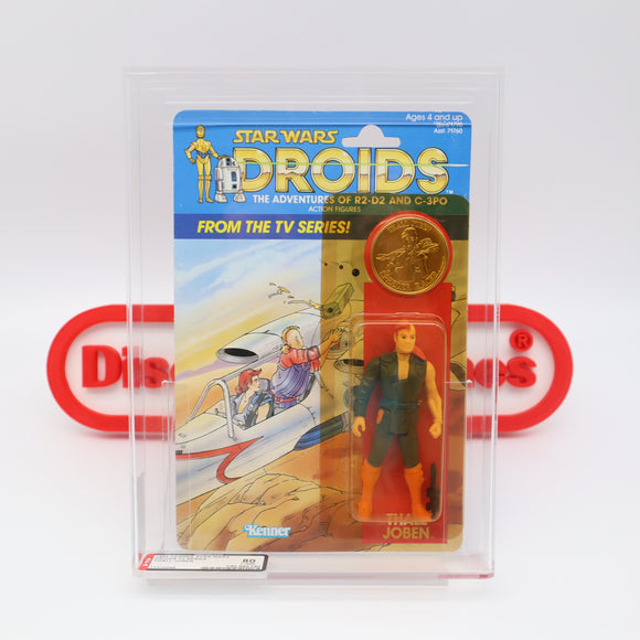 THALL JOBEN + COIN! AFA GRADED 80 Y-NM 12 BACK - NEW Authentic & Factory Sealed! (MOC Vintage Star Wars DROIDS Figure)
