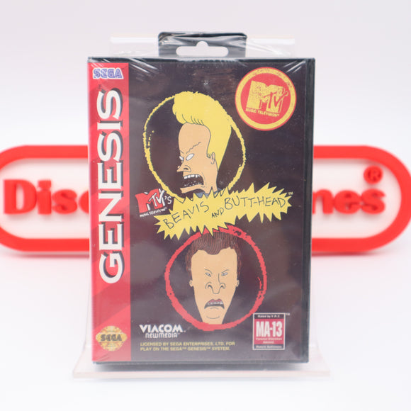 MTV's BEAVIS AND BUTT-HEAD / BUTTHEAD - NEW & Factory Sealed with Authentic V-Overlap Seam! (Sega Genesis)