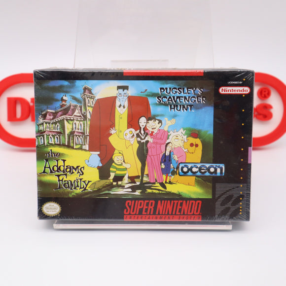 THE ADDAMS FAMILY: PUGSLEY'S SCAVENGER HUNT - NEW & Factory Sealed with Authentic V-Seam! (SNES Super Nintendo)