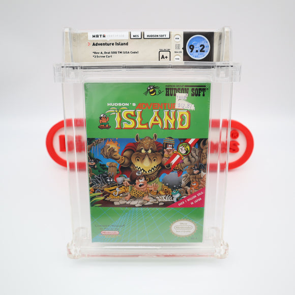 ADVENTURE ISLAND - WATA GRADED 9.2 A+! NEW & Factory Sealed with Authentic H-Seam! (NES Nintendo)