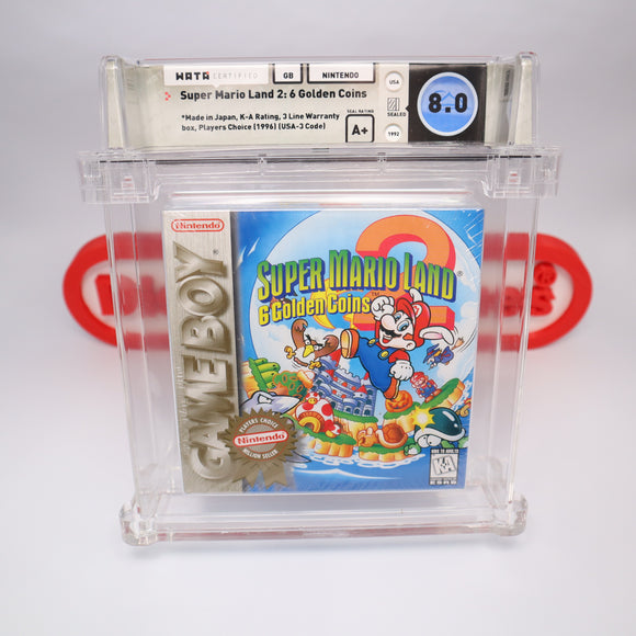 SUPER MARIO LAND 2: 6 GOLDEN COINS - WATA GRADED 8.0 A+! NEW & Factory Sealed with Authentic H-Seam! (Nintendo Game Boy GB)