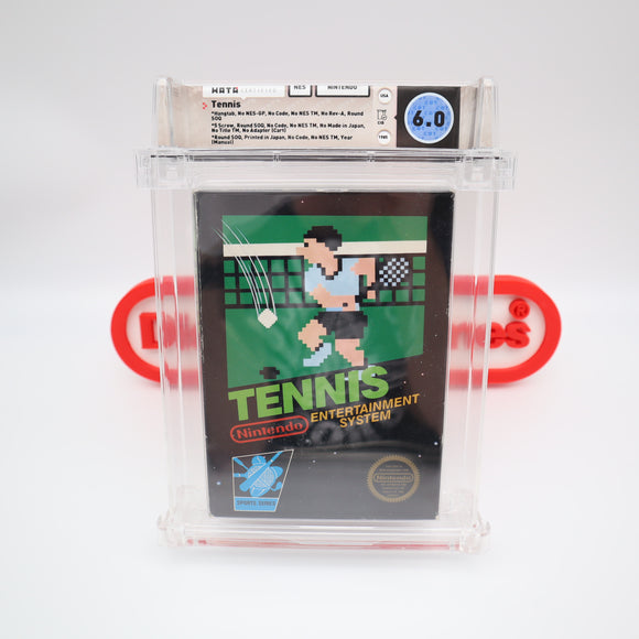 TENNIS - UNPUNCHED HANGTAB, 5-SCREW, NO REV-A, NO CODE, ROUND SOQ - WATA GRADED 6.0 CIB! (NES Nintendo)