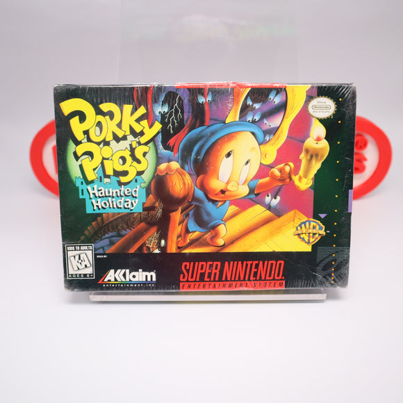 PORKY PIG'S HAUNTED HOLIDAY - NEW & Factory Sealed with Authentic Seal! (SNES Super Nintendo)