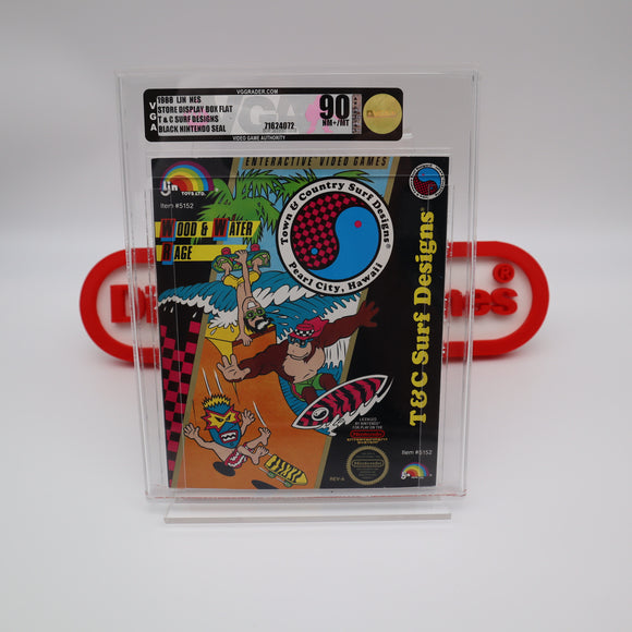 TOWN & COUNTRY SURF DESIGN: WOOD & WATER RAGE - STORE DISPLAY BOX FLAT - VGA GRADED 90 MINT GOLD! ROUND SOQ! (NES Nintendo)