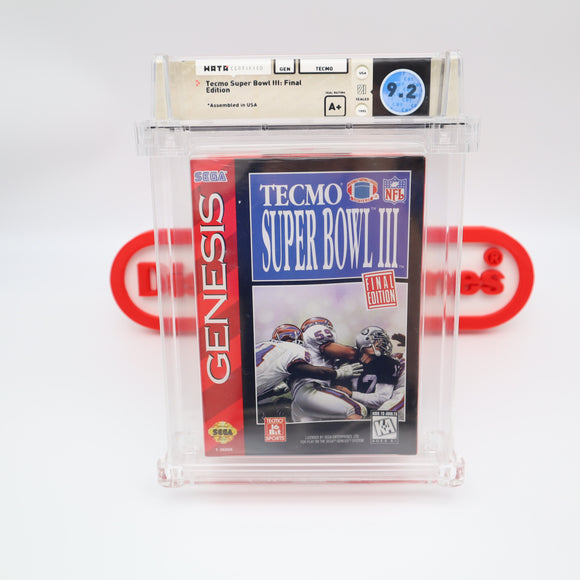 TECMO SUPER BOWL III 3: FINAL EDITION - WATA GRADED 9.2 A+! NEW & Factory Sealed! (Sega Genesis)