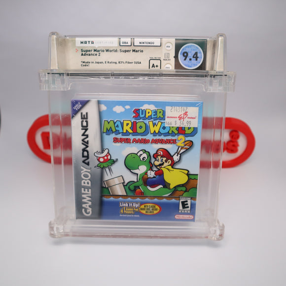 SUPER MARIO WORLD / ADVANCE 2 - WATA GRADED 9.4 A+! NEW & Factory Sealed with Authentic H-Seam! (Nintendo Game Boy Advance GBA)