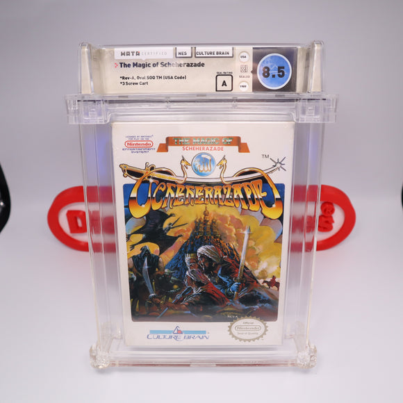THE MAGIC OF SCHEHERAZADE - WATA GRADED 8.5 A! NEW & Factory Sealed with Authentic H-Seam! (NES Nintendo)