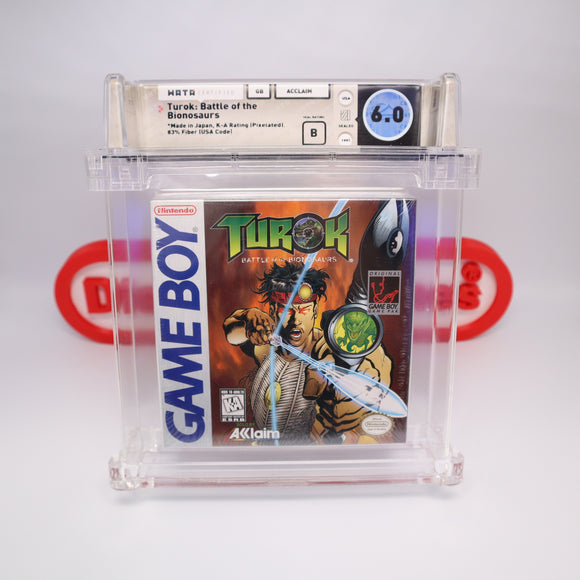 TUROK: BATTLE OF THE BIONOSAURS - WATA GRADED 6.0 B! NEW & Factory Sealed with Authentic H-Seam! (Nintendo Game Boy GB)