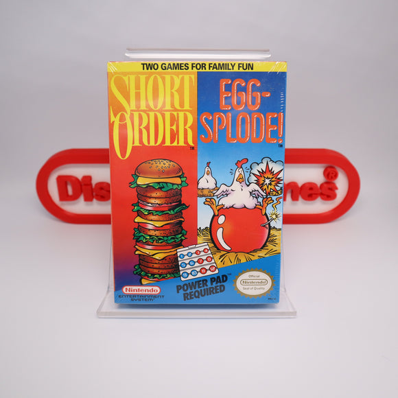 SHORT ORDER & EGGSPLODE - NEW & Factory Sealed with Authentic H-Seam! (NES Nintendo)