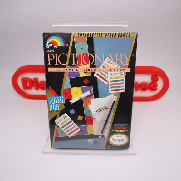 PICTIONARY: THE GAME OF VIDEO QUICK DRAW - NEW & Factory Sealed with Authentic H-Seam! (NES Nintendo)