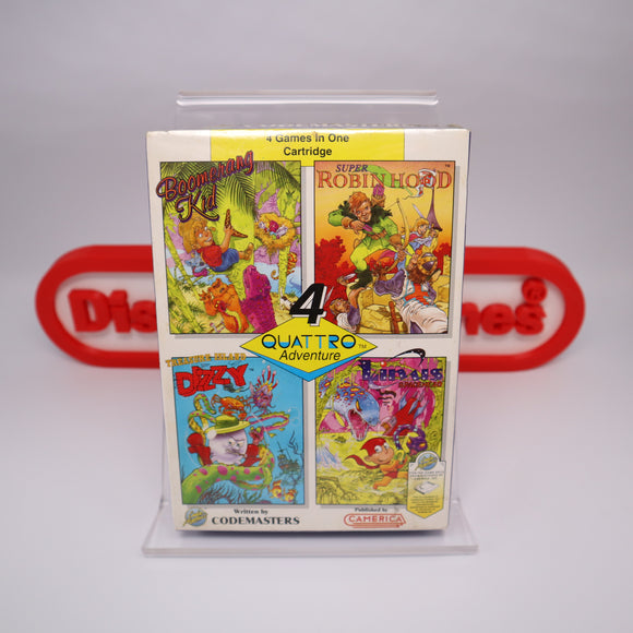 QUATTRO ADVENTURE  4-in 1: Dizzy, Linus, Robin Hood + NEW & Factory Sealed! (NES Nintendo)