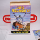 BIBLE ADVENTURES - BLUE CART + PRESS HERE STICKER - Wisdom Tree Religious Game - Complete In Box - CIB! (NES Nintendo)
