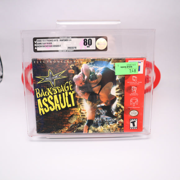 WCW BACKSTAGE ASSAULT - VGA GRADED 80! Brand New & Factory Sealed! (N64 Nintendo 64)