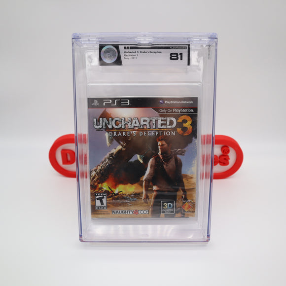 UNCHARTED 3: DRAKE'S DECEPTION - P1 GRADED 87 - NEW & Factory Sealed! (PS3 PlayStation 3) Like VGA