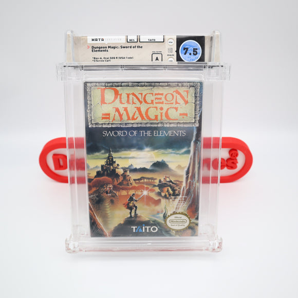 DUNGEON MAGIC: SWORD OF THE ELEMENTS - WATA GRADED 7.5 A! NEW & Factory Sealed with Authentic H-Seam! (NES Nintendo)